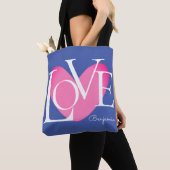 Moderne Typografie LOVE Text Design Tote Bag (Dichtbij)