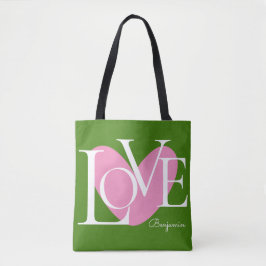 Moderne Typografie LOVE Text Design Tote Bag