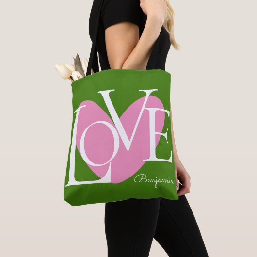 Moderne Typografie LOVE Text Design Tote Bag (Dichtbij)