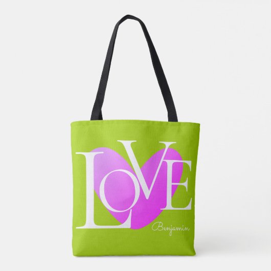 Moderne Typografie LOVE Text Design Tote Bag (Achterkant)