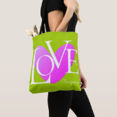 Moderne Typografie LOVE Text Design Tote Bag (Dichtbij)