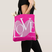 Moderne Typografie LOVE Text Design Tote Bag (Dichtbij)