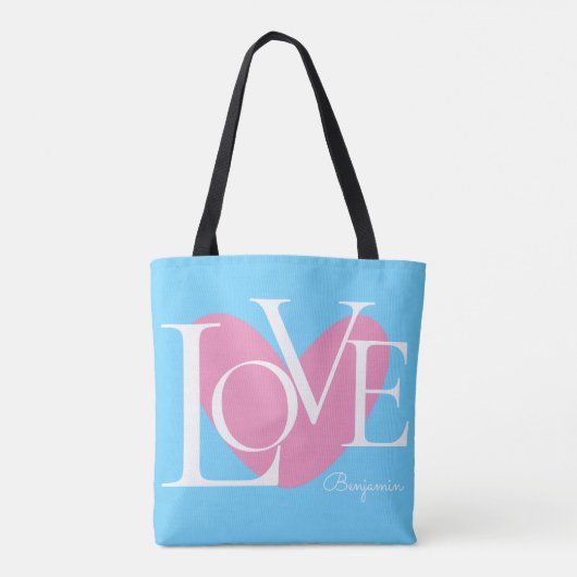 Moderne Typografie LOVE Text Design Tote Bag (Achterkant)