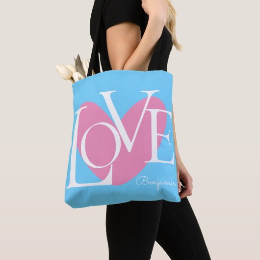 Moderne Typografie LOVE Text Design Tote Bag (Dichtbij)