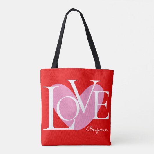 Moderne Typografie LOVE Text Design Tote Bag (Achterkant)