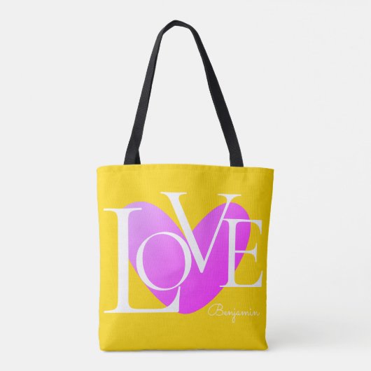 Moderne Typografie LOVE Text Design Tote Bag (Achterkant)