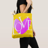 Moderne Typografie LOVE Text Design Tote Bag (Dichtbij)