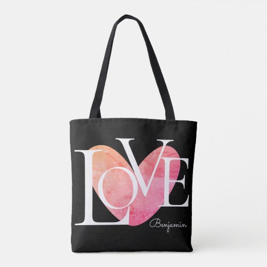 Moderne Typografie LOVE Text Design Tote Bag (Achterkant)