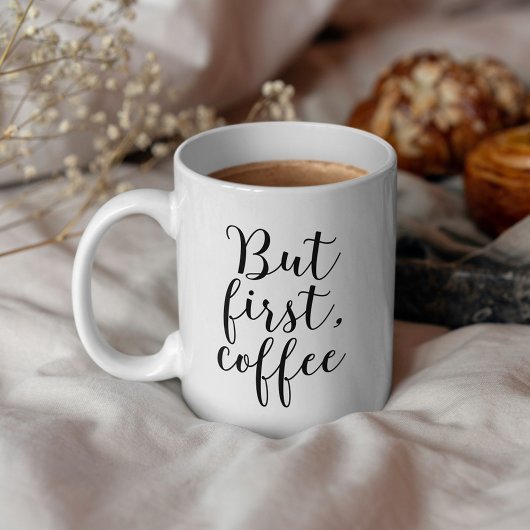 Moderne typografie "Maar eerst, koffie" Koffiemok