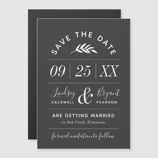 Moderne Typografie Magnetische Save the Date Kaart (Voorkant / Achterkant)