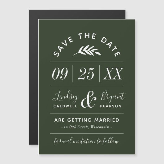 Moderne Typografie Magnetische Save the Date Kaart (Voorkant / Achterkant)