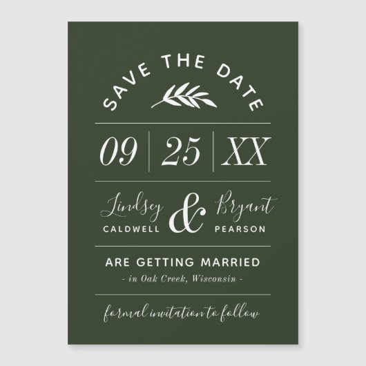 Moderne Typografie Magnetische Save the Date Kaart (Voorkant)