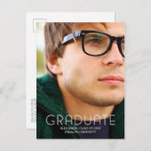 Moderne Typografie Male College Afstuderen Aankondigingskaart (Voorkant / Achterkant)