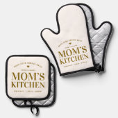 Moderne typografie Mama's Keuken Ovenwant & Pannenlap Set (Voorkant / Achterkant)