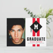 Moderne typografie Mannelijk Afstuderen Foto Aankondiging (Staand voorkant)