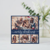 Moderne Typografie Marine 5 Fotocollage Kerstmis Feestdagenkaart (Staand voorkant)