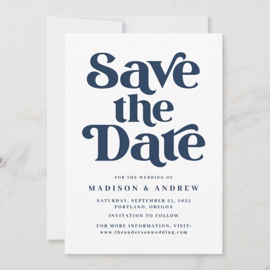 Moderne Typografie Marine Save The Date (Voorkant)