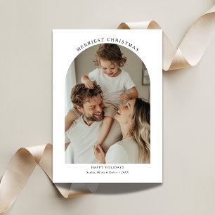 Moderne Typografie Merriest Christmas Arch Foto Feestdagenkaart