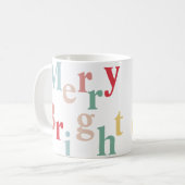 Moderne typografie Merry & Bright Koffiemok (Voorkant links)