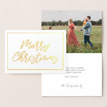 Moderne typografie Merry kerstfoto gold