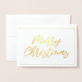Moderne typografie Merry kerstfoto gold Folie Kaarten (Voorkant met envelop)