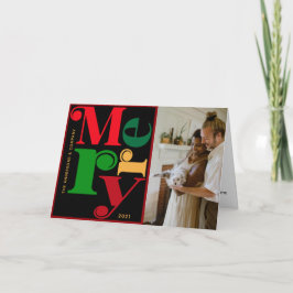 Moderne typografie MERRY Photo Holiday Feestdagen Kaart