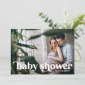 Moderne typografie met foto-Baby shower Kaart (Staand voorkant)