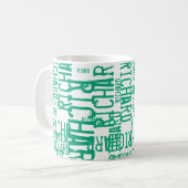 Moderne typografie met groen-blauwe naam koffiemok (Voorkant links)