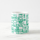 Moderne typografie met groen-blauwe naam koffiemok (Center)