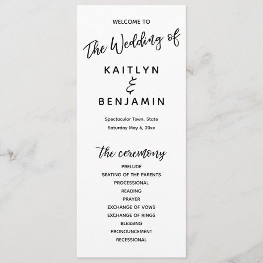 Moderne typografie met handschrift Eenvoudig wit Programmakaart (Voorkant)