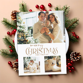 Moderne typografie met Kerstmis tekst 3-foto Feestdagenkaart