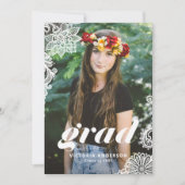 Moderne Typografie met Lace Photo Graduation Party Kaart (Voorkant)