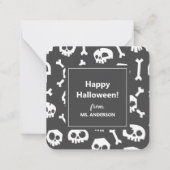 Moderne Typografie met witte schedel en Happy Hall Notitiekaartje (Achterkant)