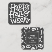 Moderne Typografie met witte schedel en Happy Hall Notitiekaartje (Voorkant / Achterkant)