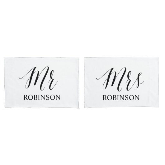Moderne typografie Mijnheer Mevrouw Koppel Trouwen Kussensloop (Voorkant-Set)