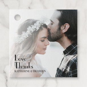 Moderne Typografie Minimale Foto Overlay Bruiloft Bedankjes Labels