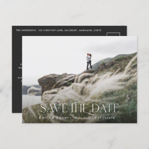 Moderne typografie minimale foto zwart-wit aankondigingskaart