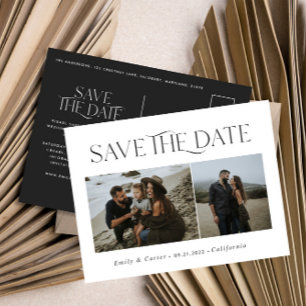 Moderne typografie minimale foto zwart-wit aankondigingskaart