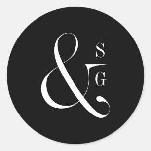 Moderne typografie minimalistisch koppel monogram ronde sticker