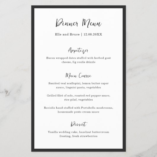 Moderne typografie Minimalistisch trouwmenu Flyer (Voorkant)