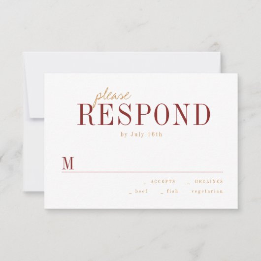 Moderne typografie minimalistisch valhuwelijk RSVP (Voorkant)
