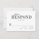 Moderne typografie minimalistisch zwart-wit RSVP (Voorkant)