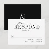 Moderne typografie minimalistisch zwart-wit RSVP Kaartje (Voorkant / Achterkant)