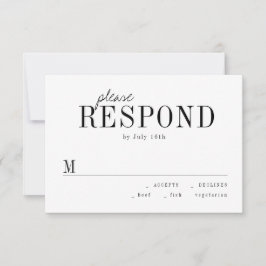 Moderne typografie minimalistisch zwart-wit RSVP Kaartje