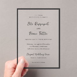 Moderne typografie Minimalistische bruiloft Acryl Uitnodigingen