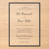 Moderne typografie Minimalistische bruiloft Acryl Uitnodigingen (Voorkant)