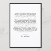 Moderne typografie Minimalistische bruiloft Menu (Achterkant)