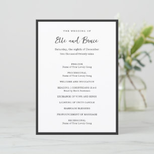 Moderne typografie Minimalistische bruiloft Programmakaart