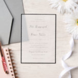 Moderne typografie Minimalistische bruiloft Vellum Uitnodigingen<br><div class="desc">Dit ontwerp maakt deel uit van een tijdloze minimalistische bruiloft uitnodigingsreeks met elegante script typografie, gekoppeld aan een klassiek schreeflettertype in zacht zwart en wit. Dit moderne ontwerp omarmt eenvoud met een verfijnd ontwerp, perfect voor koppels die onderkoelde elegantie zoeken. Ideaal voor formele, moderne of klassieke bruiloften, zorgt deze strakke...</div>