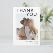 Moderne typografie Minimalistische foto-huwelijk Bedankkaart (Staand voorkant)